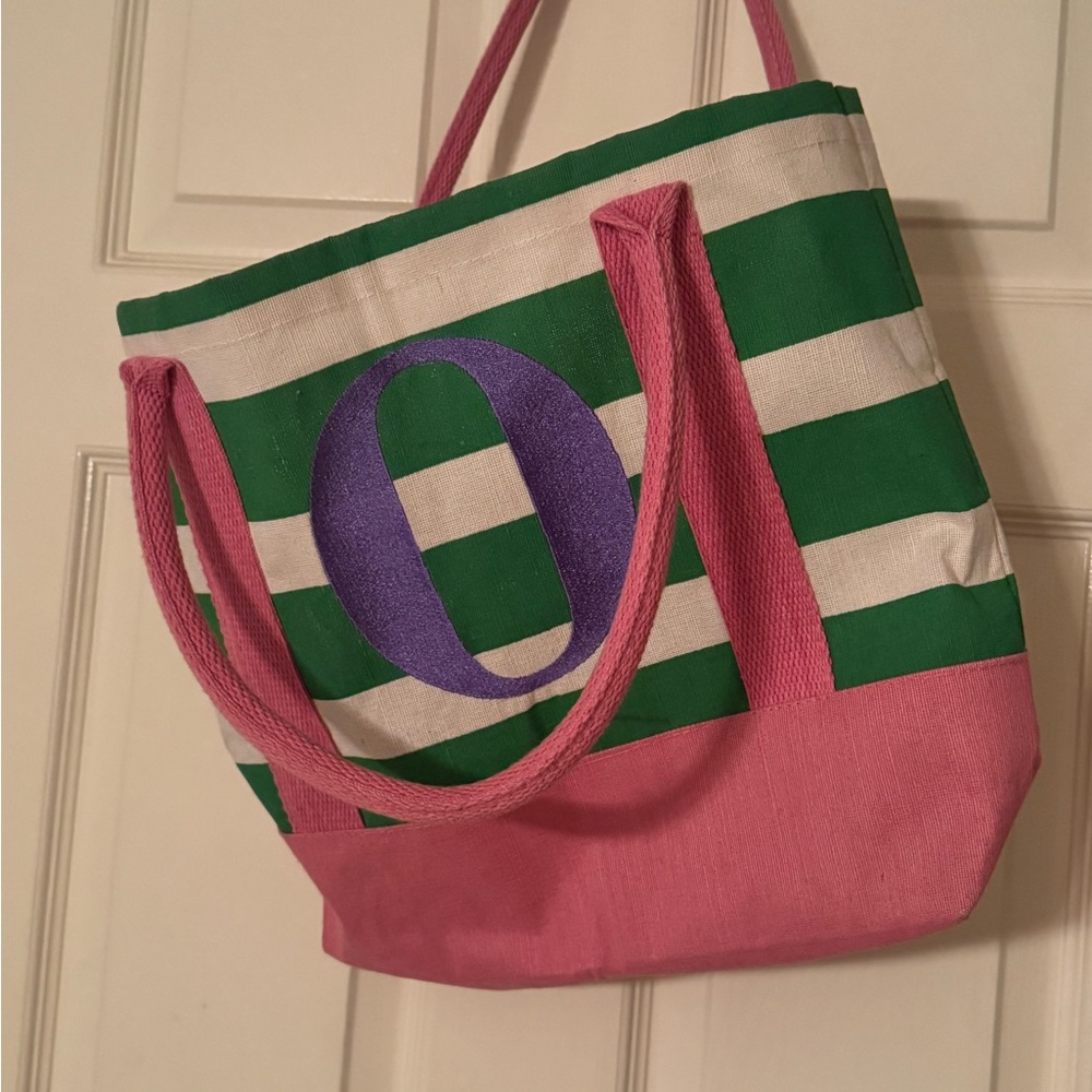 Mud Pie Initial O Cabana Canvas Tote